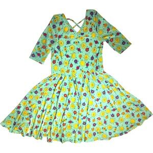 Dot Smile Girls 11 Yrs Green Smiley Face Flower Ballerina Twirl Dress NWT‎